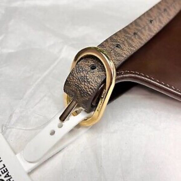 Michael Kors Reversible Leather Fanny Pack Belt Bag S/M Brown Gold AUTHENTIC NEW - Picture 6 of 14